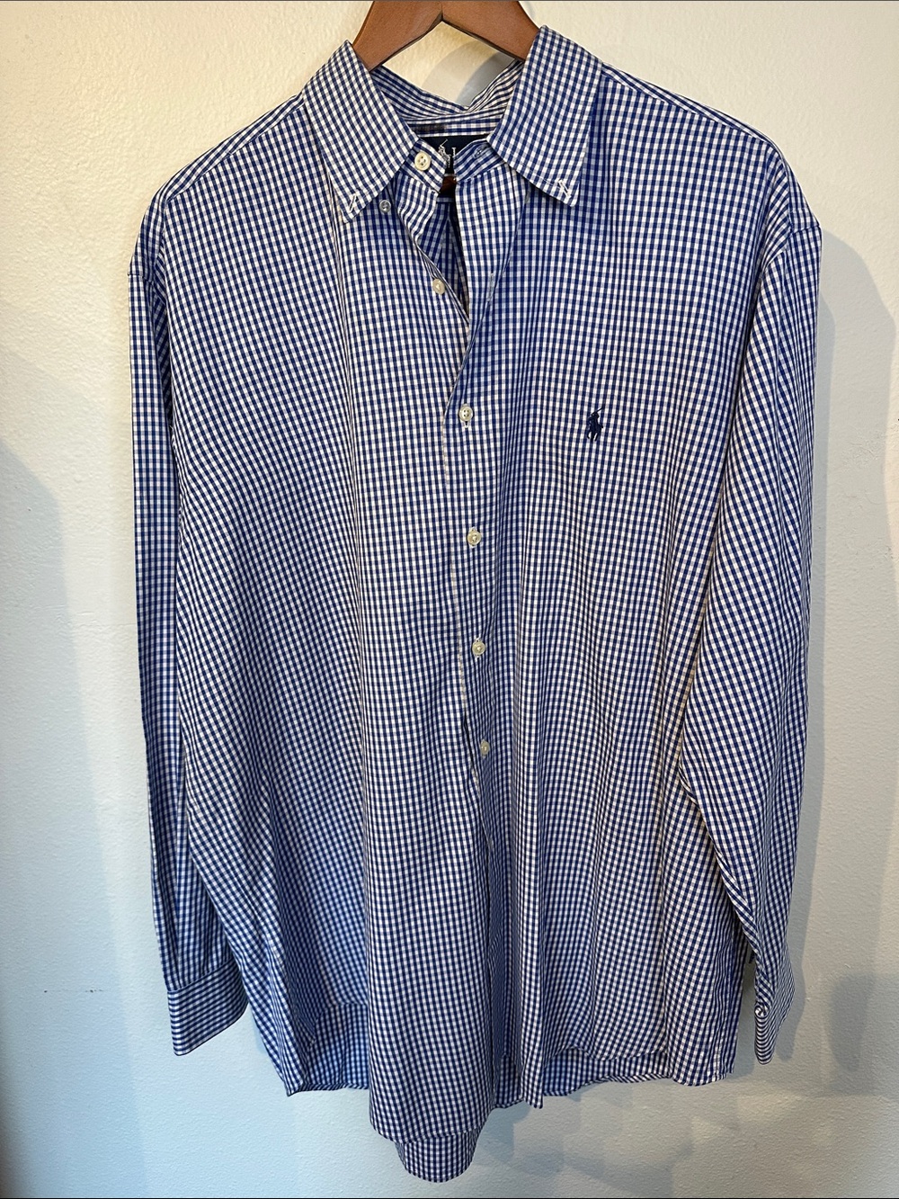 Yarmouth Polo by Ralph Lauren Blue White Gingham Button-Down Shirt